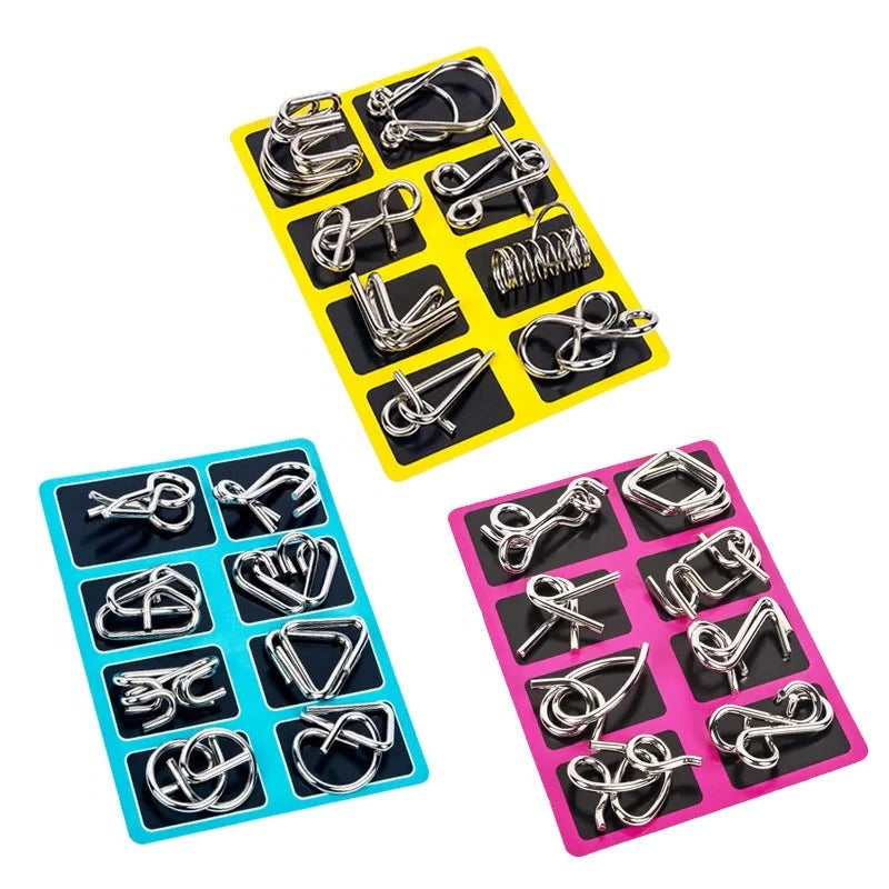 BowLift | 8 Piece Metal Puzzle Ring Set Brain Teaser Toys