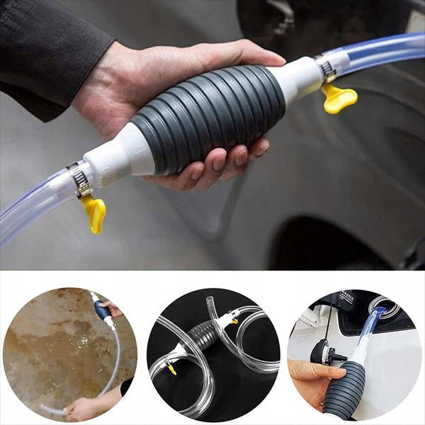 BowLift | Manual Transfer Pump, Hand-Operated Liquid Pump with Flexible Hose for Fuel, Oil, and Water