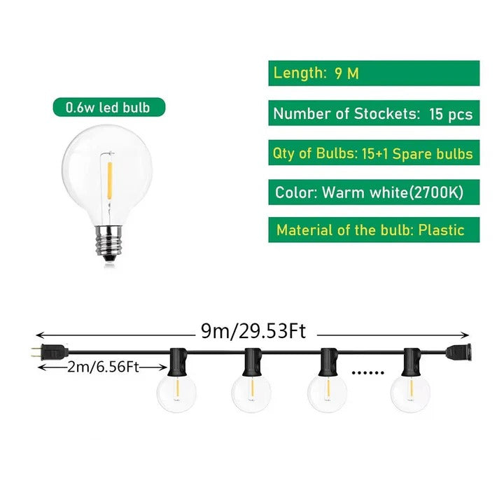 BowLift | Outdoor LED Bulb String Lights for Home and Events