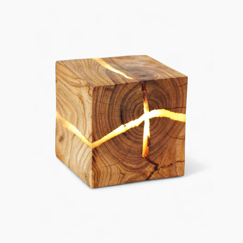 CrackLumen - Unique rustic cracked table lamp Bowlift