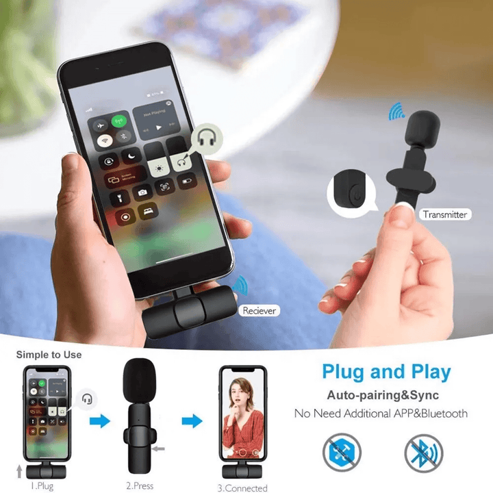 BowLift | Wireless Mini Miniature Lavalier Lapel Portable Small Tiny Mic Microphone for Iphone