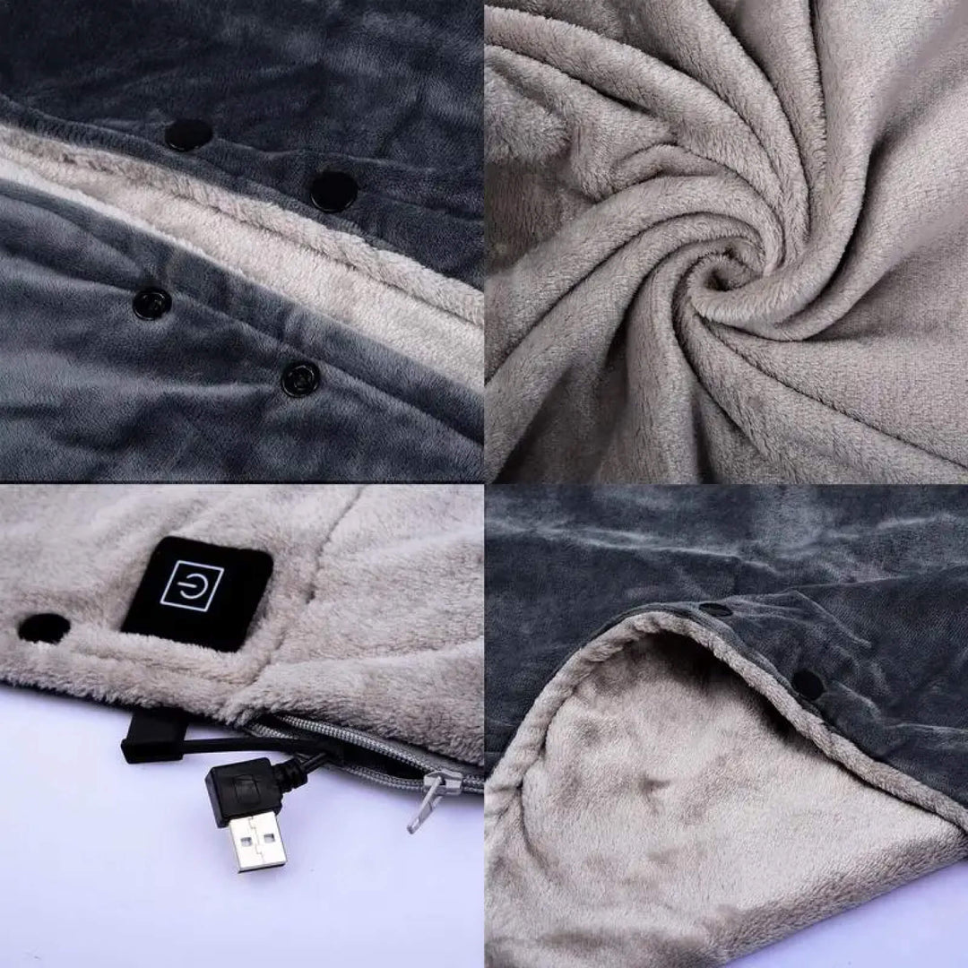 BowLift | Electric Warming Heated Throw Over and Under Blanket Poncho with Fleece