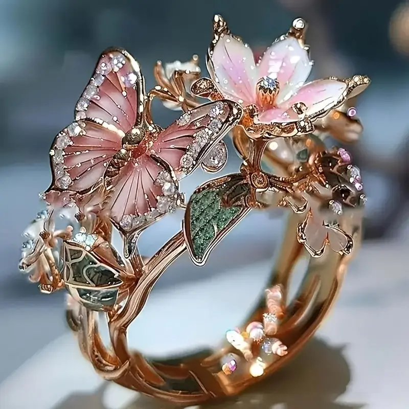 BowLift | DaintyFlutter Butterfly Ring | Zirconia Accents | Symbol of Transformation & Elegance