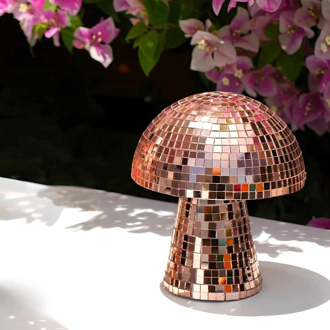 BowLift | Metallic Disco Table Lamp Mushroom Design