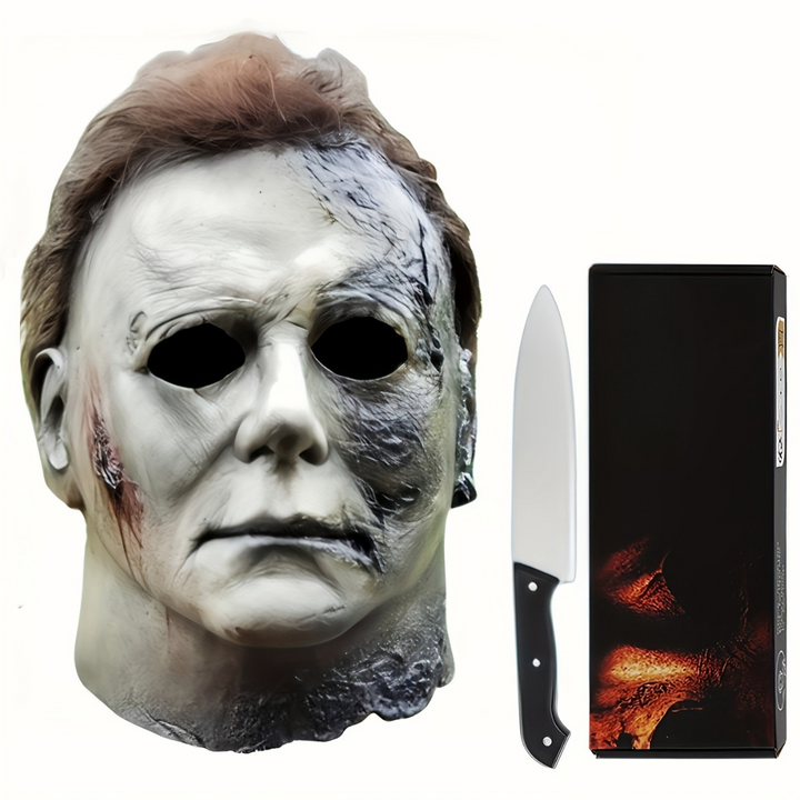 BowLift | Men’s Realistic Scary Halloween Mask Set | Horror Prop Knife