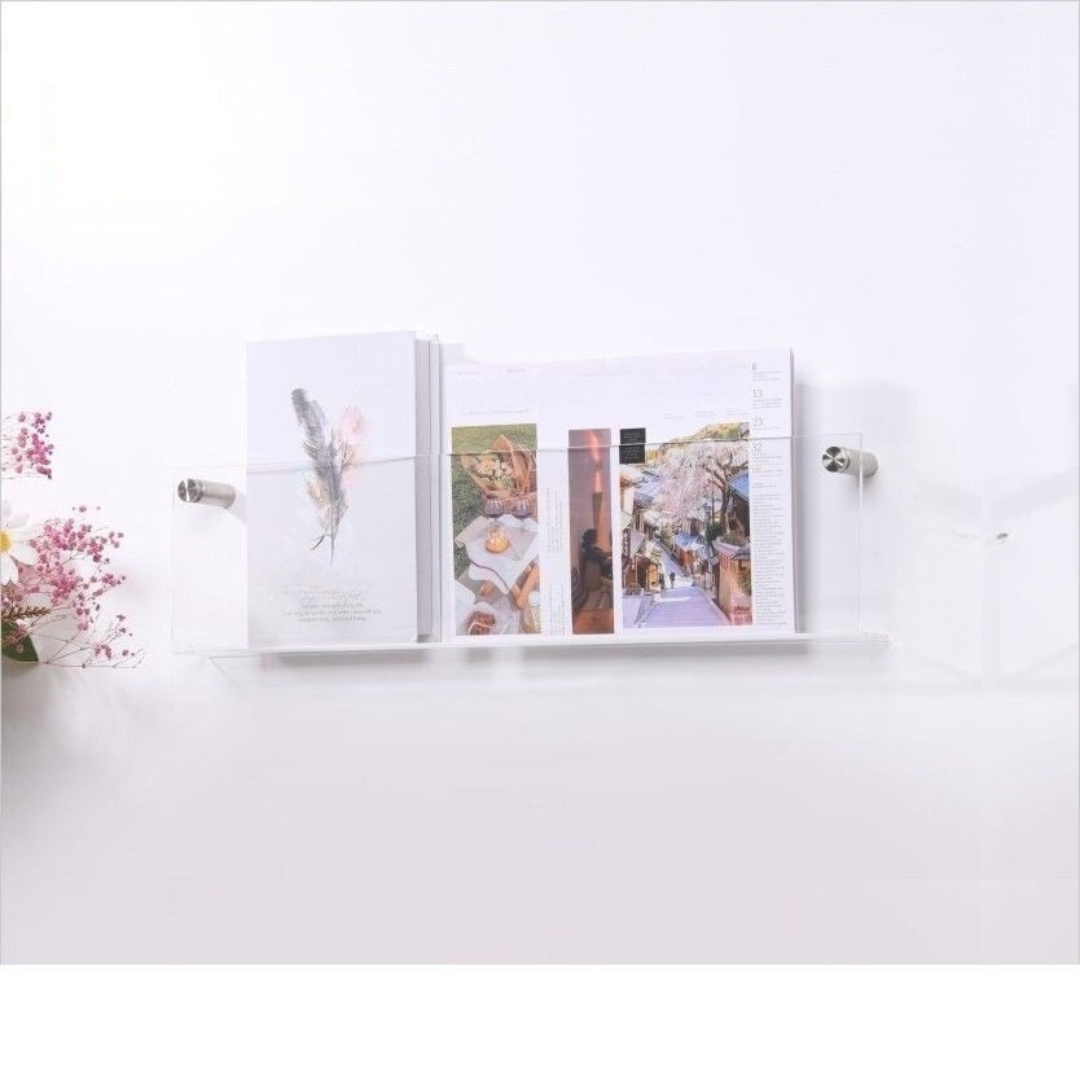 BowLift | Wall Shelf Clear Acrylic Magazine Holder