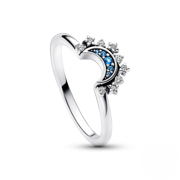 BowLift | Crystal Statement Ring with Sun and Moon Design