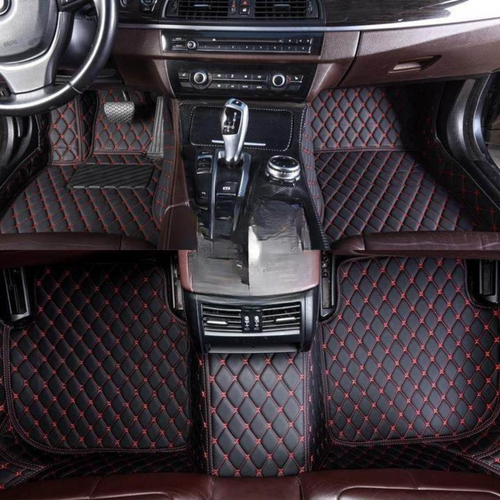 BowLift | Car Floor Mats Black Red Leather Waterproof
