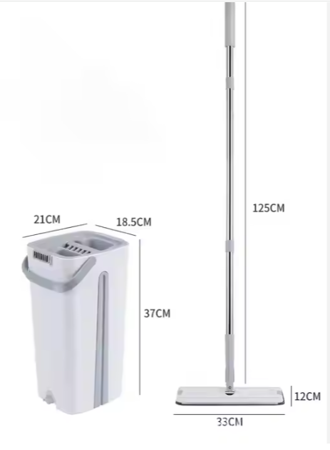 Flat Bottom Mop and Bucket Set with Aluminum Handle Bowlift