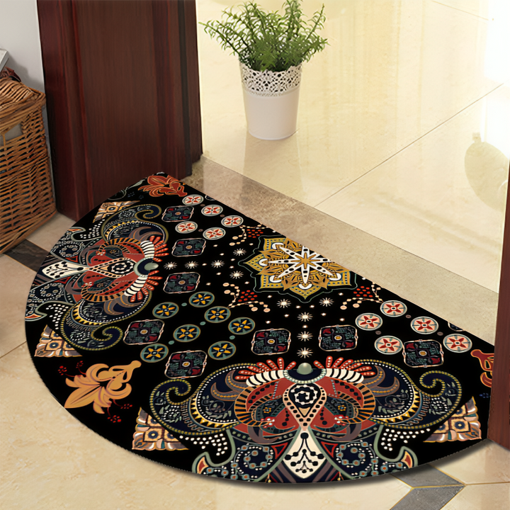 BowLift | Round Mandala Rug - Thick non-slip Mat, machine washable, perfect for living room, hallway and outdoors – Polyester