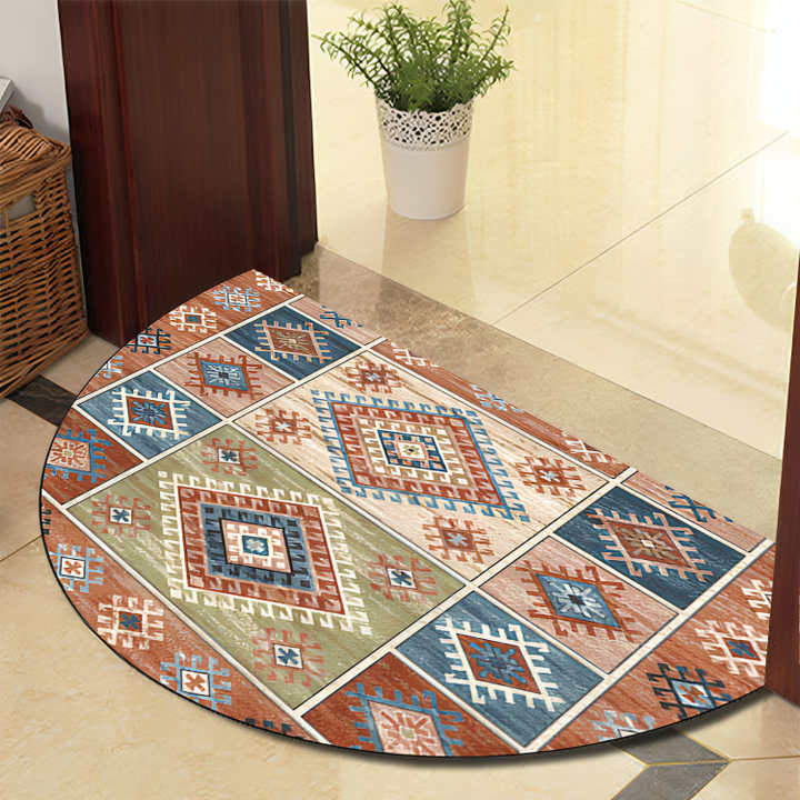 BowLift | Round Mandala Rug - Thick non-slip Mat, machine washable, perfect for living room, hallway and outdoors – Polyester