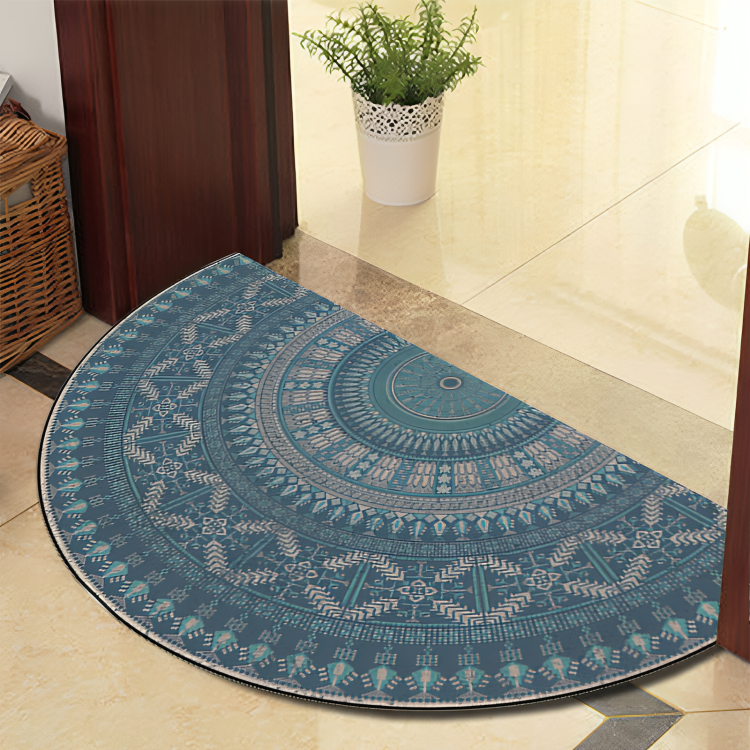 BowLift | Round Mandala Rug - Thick non-slip Mat, machine washable, perfect for living room, hallway and outdoors – Polyester