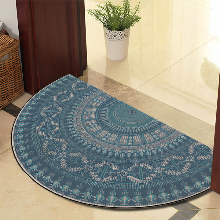 BowLift | Round Mandala Rug - Thick non-slip Mat, machine washable, perfect for living room, hallway and outdoors – Polyester