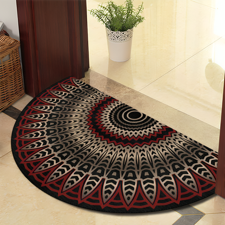 BowLift | Round Mandala Rug - Thick non-slip Mat, machine washable, perfect for living room, hallway and outdoors – Polyester