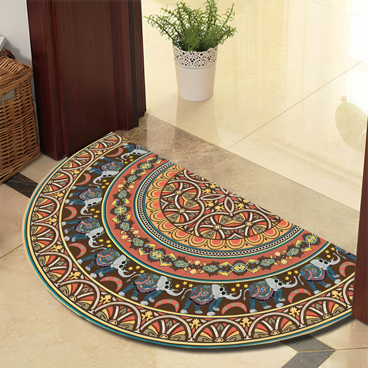 BowLift | Round Mandala Rug - Thick non-slip Mat, machine washable, perfect for living room, hallway and outdoors – Polyester