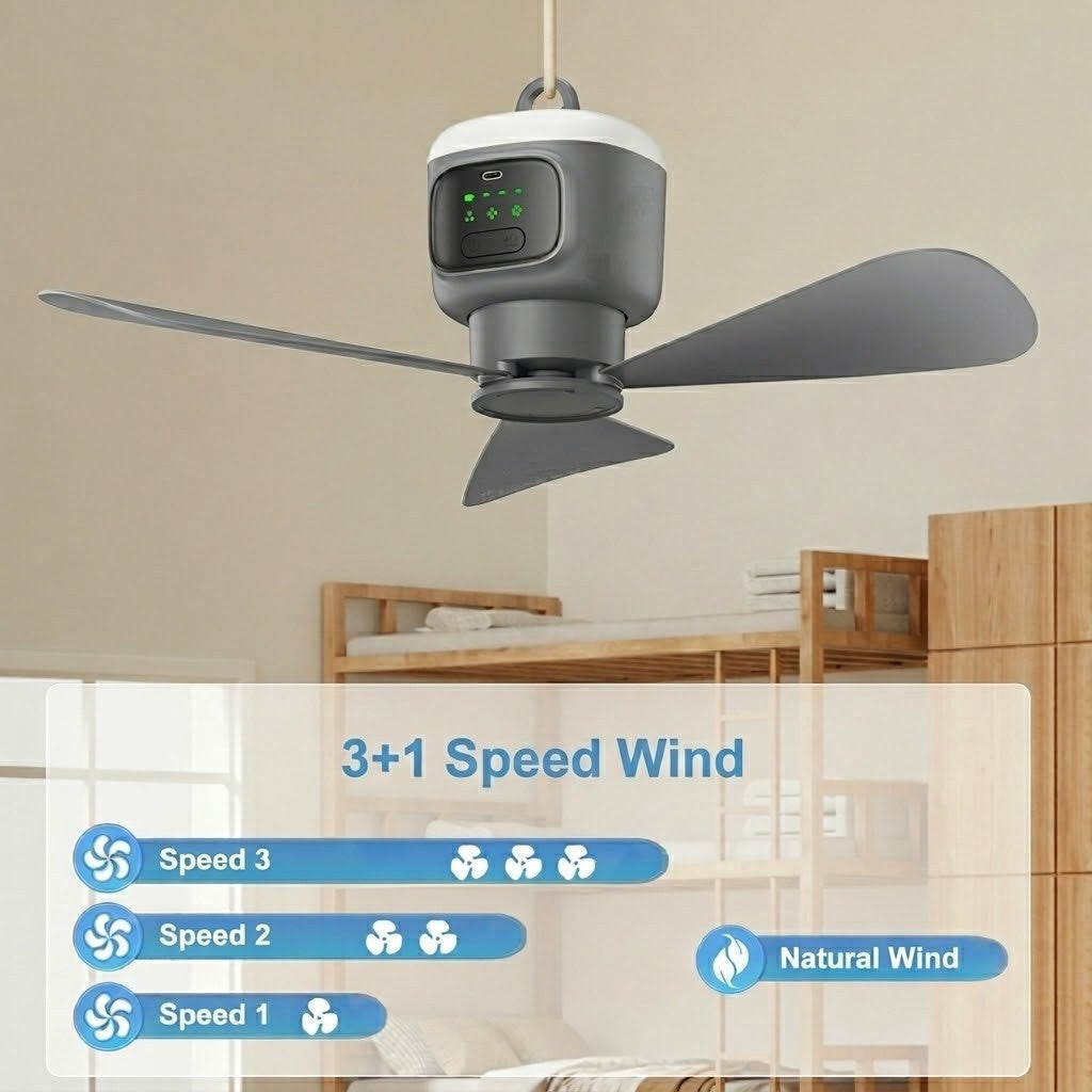 Home Cool Portable Rechargeable RC Hanging Fan Lamp | Bowlift