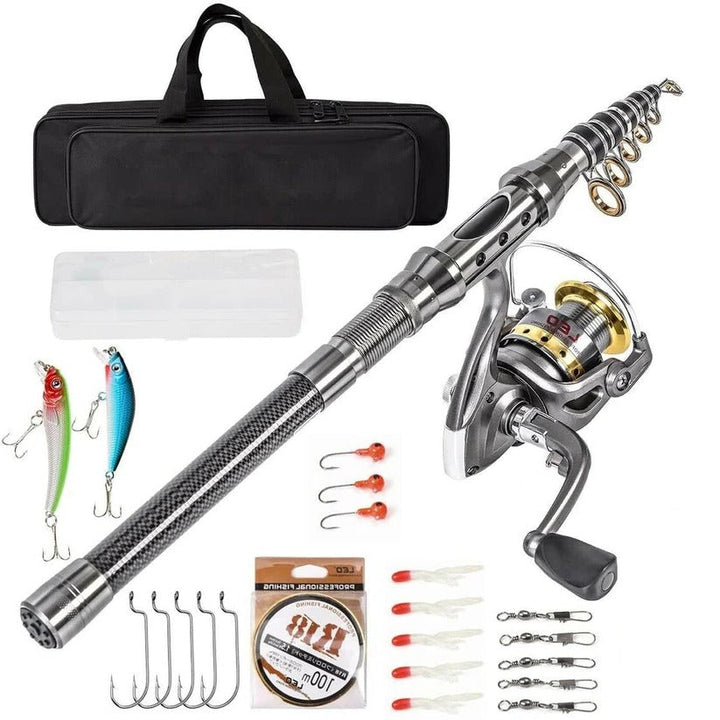 BowLift | Carbon Fibre Telescopic Fishing Rod & Reel Set – Portable Fishing Kit for Sea & Freshwater