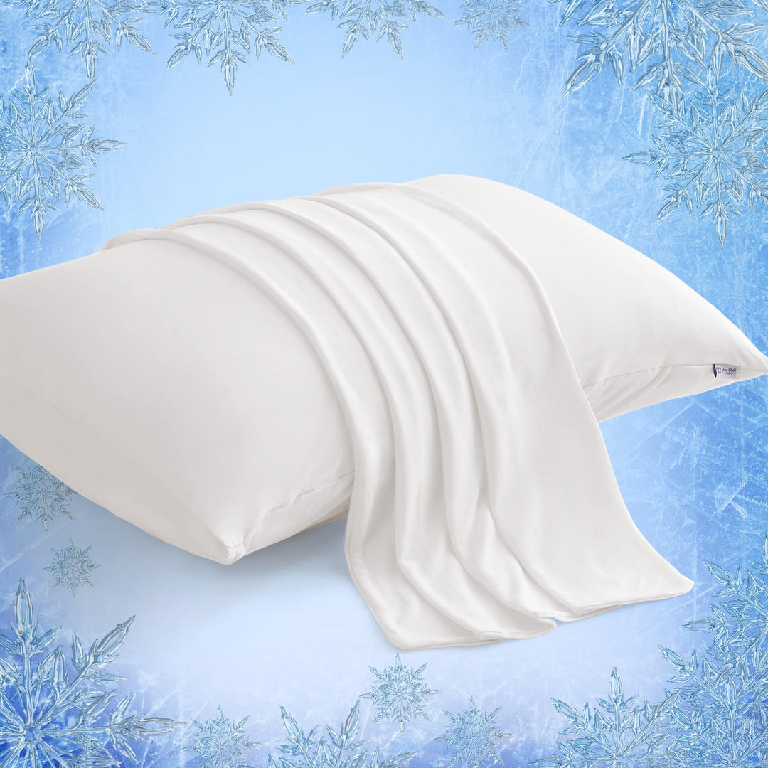 Revolutionary White Cooling Pillowcases Set of 2 –  Pro Q-Max 0.4 | Bowlift