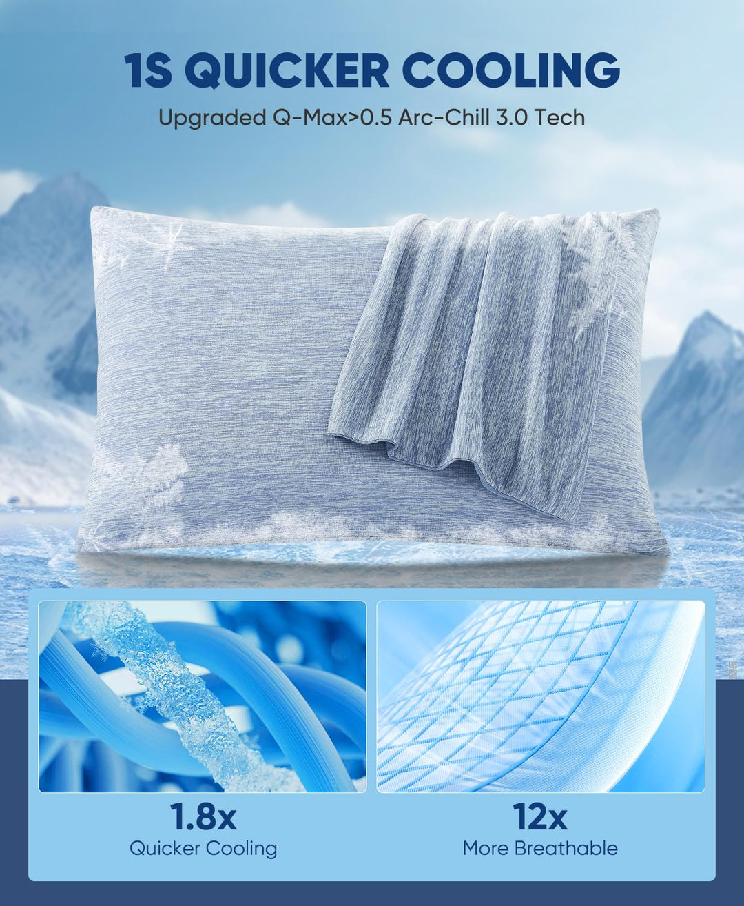 Revolutionary Blue Cooling Pillowcases Set of 2 –  Pro Q-Max 0.4 | Bowlift