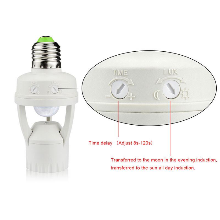 BowLift | 360 Rotating Motion Sensor Socket Switch Led Bulb Base