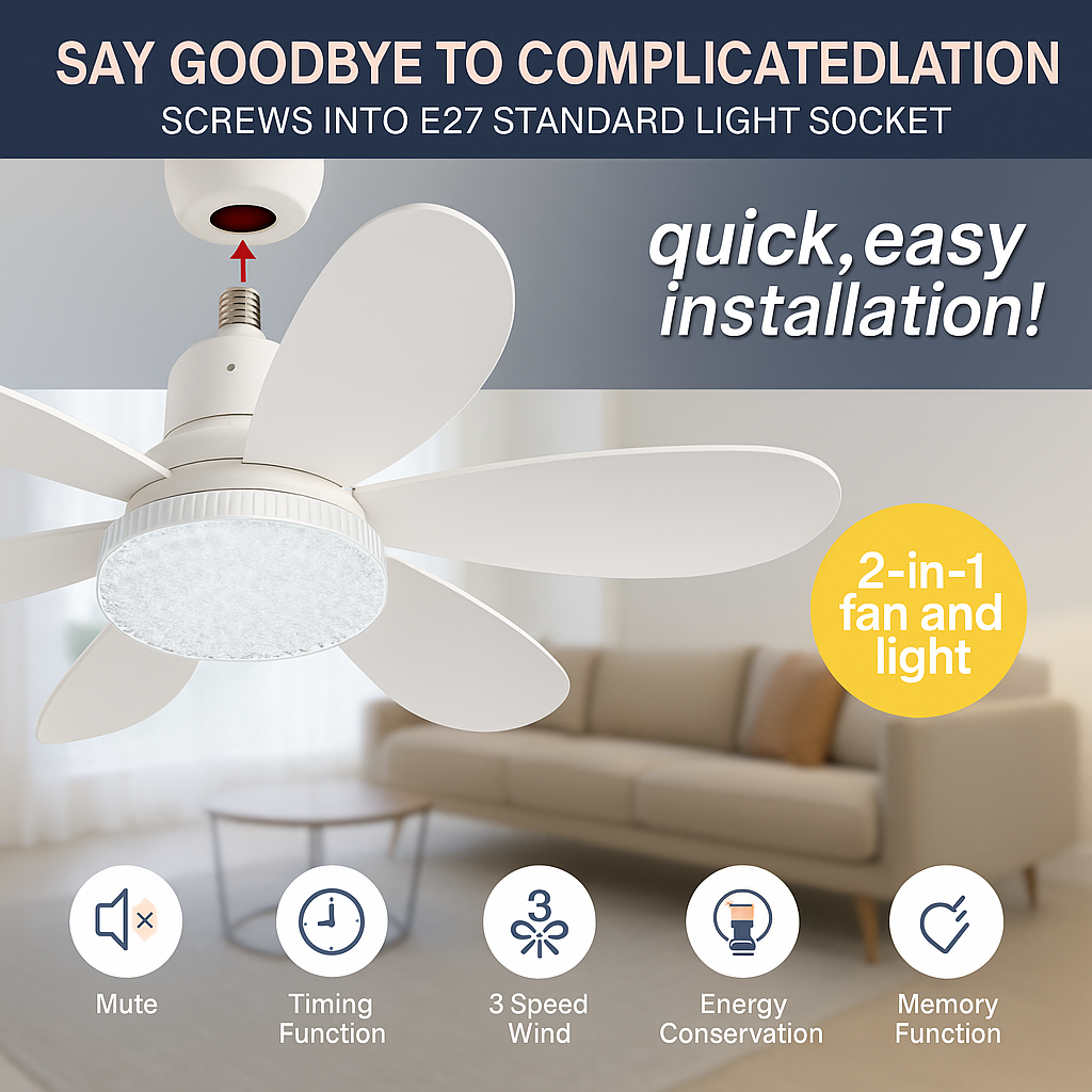 Elegant Flower Energy Saving RC Ceiling Fan Lamp | Bowlift