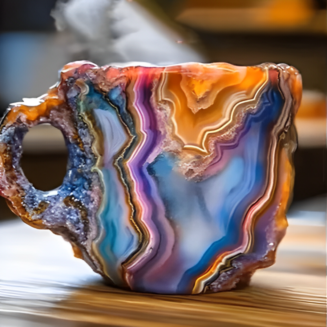 BowLift | GemCup Crystal Coffee Mug – Elegant 300ml Mineral-Inspired Glass Cup
