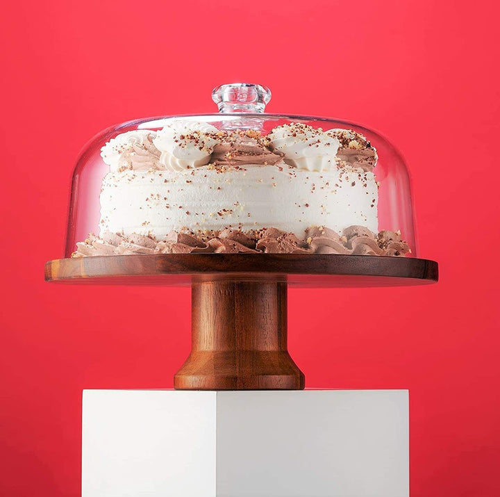 BowLift | Cake Stand Cake Plate Serving Platter, Acacia Wood
