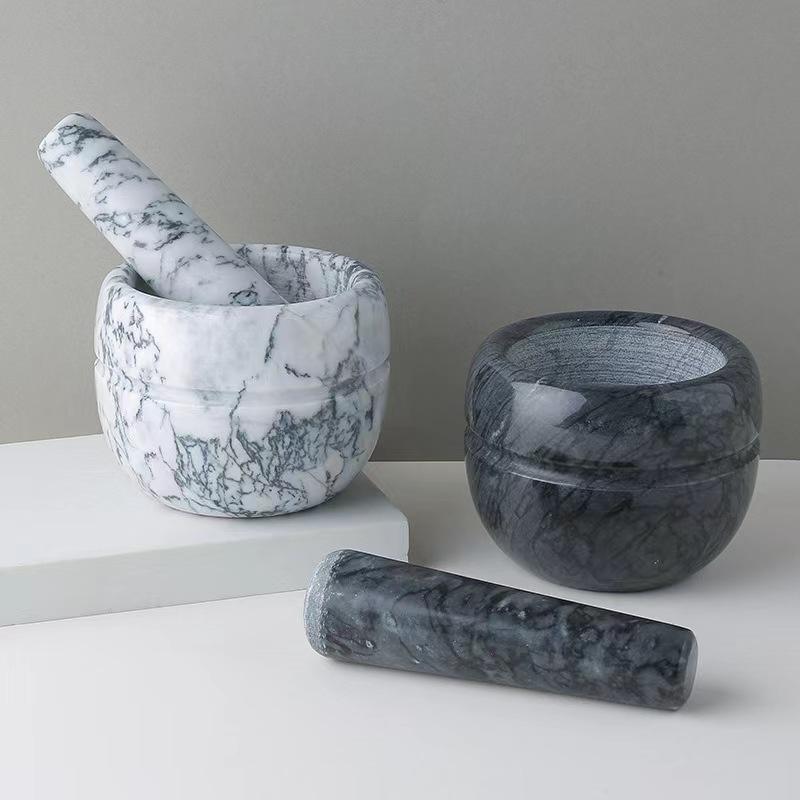 BowLift | Marble Mortar and Pestle;  
Size: 13*13*9cm;  
Pestle: R5*15cm;