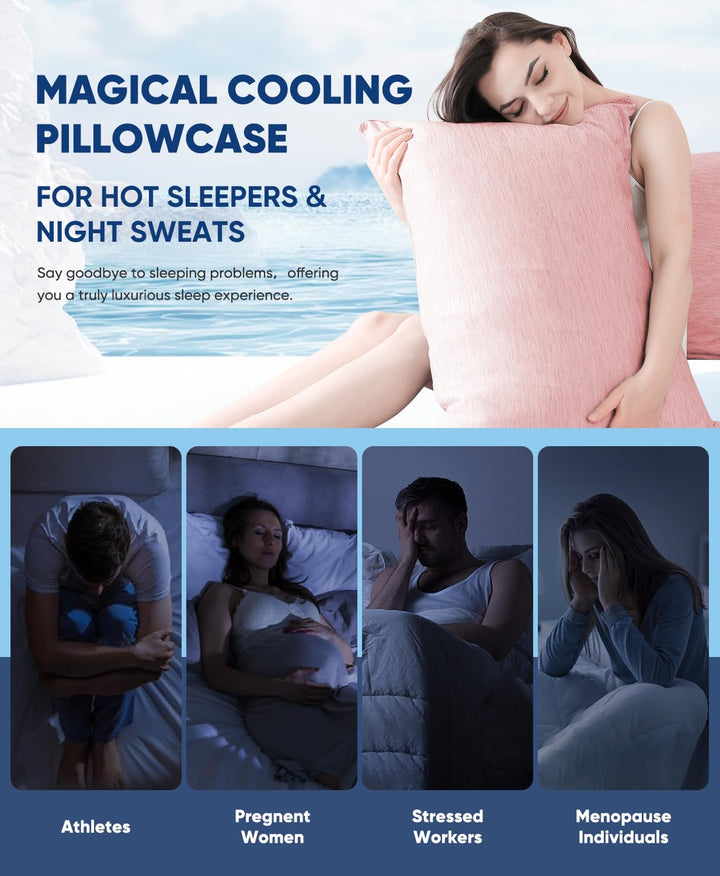 Revolutionary Light Pink Cooling Pillowcases Set of 2 –  Pro Q-Max 0.4 | Bowlift