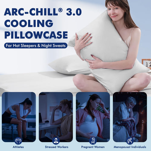 3.0 Cooling Pillowcase – Silver Ion Freshness, Dual-Sided Cool Touch, Ultra-Light & Breathable for Hot Sleepers-Gray | Bowlift