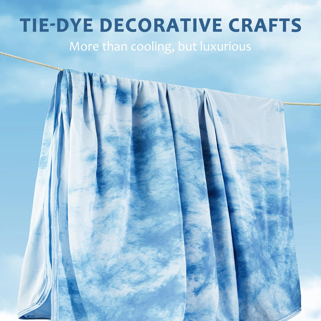 Tie Dye Cooling Blanket – Q-Max 0.5+ Double-Layer Dual-Sided Cool Touch Blanket for Comfortable Summer Nights – Blue | Bowlift