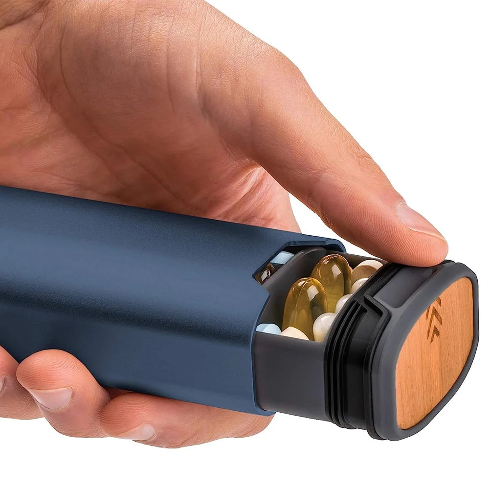 BowLift | Weekly Pill Organizer | Premium Aluminium & Wooden Design for Home, Office & Travel