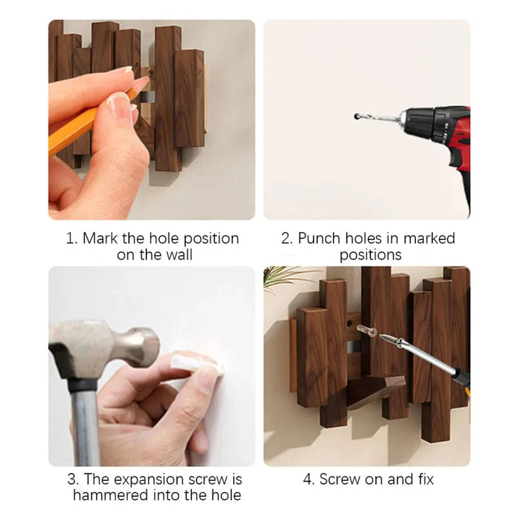 PianoWood Wall Coat Rack – Wooden Piano Key Coat Rack made of Walnut or Beech Wood | Bowlift
