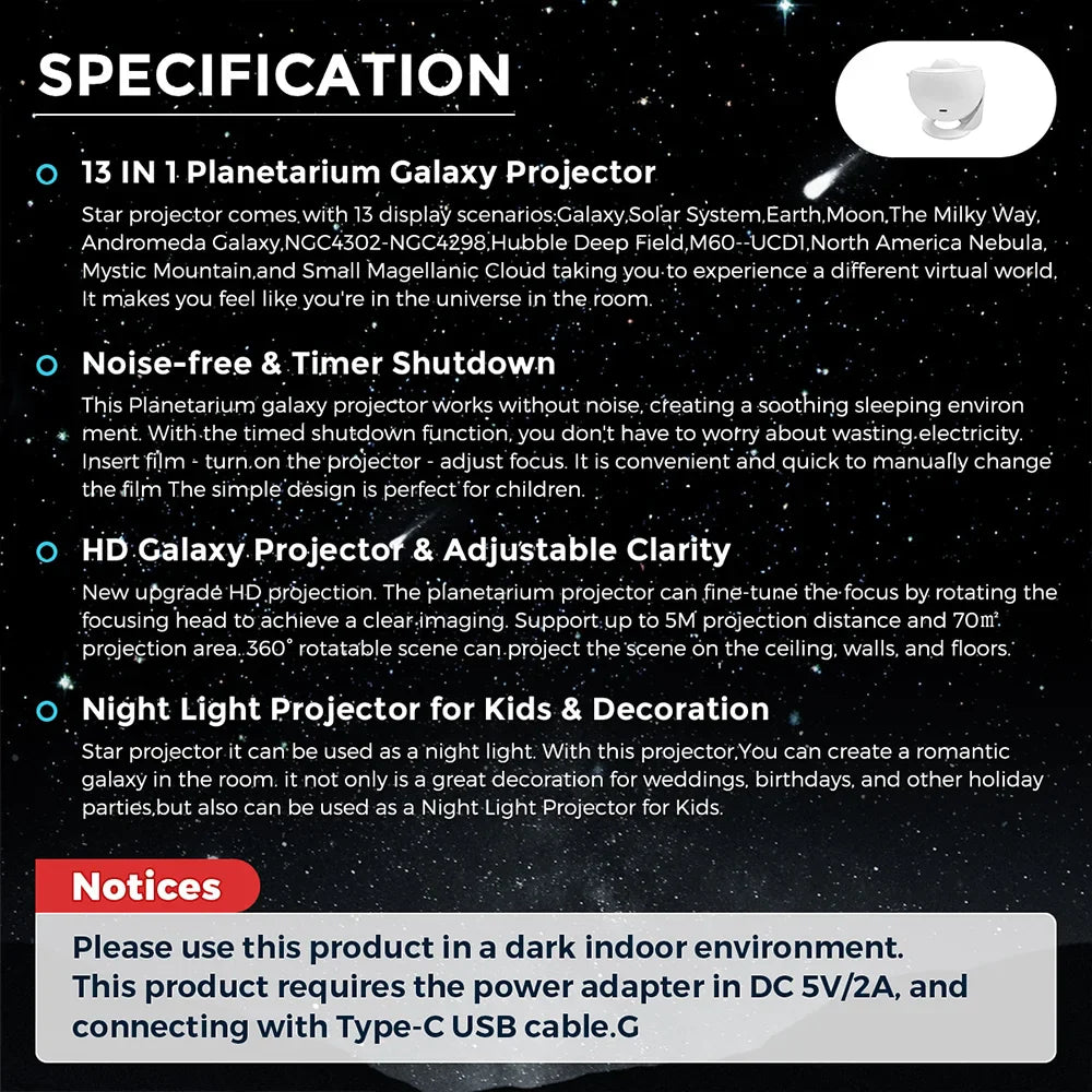 BowLift | Starry Night Galaxy Projector