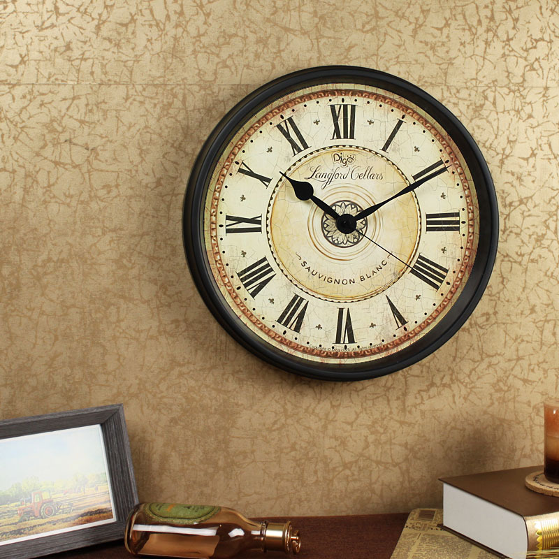 Vintage Metal Wall Clock with Roman Numerals - Silent Quartz Movement, Classic Design for Living Room and Office | Bowlift
