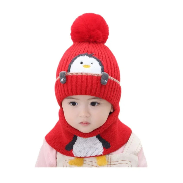 BowLift | Warm Penguin Look – Knit Beanie & Scarf Set for Kids