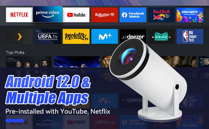 BowLift | VisionCast 130X – Portable Mini Projector with Android 12 and 130 Inch Projection