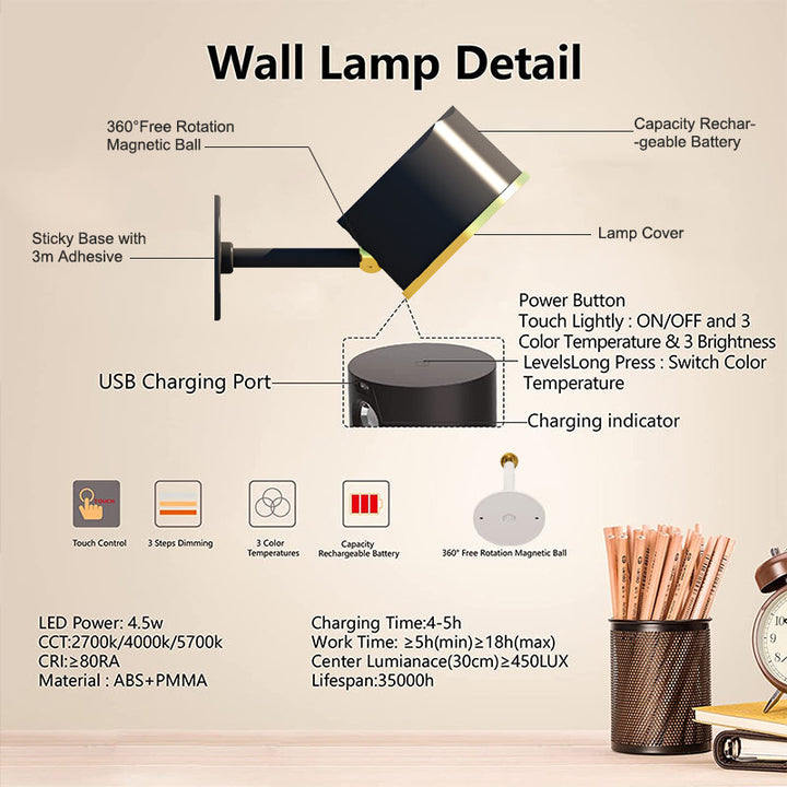 BowLift | 360° Walllight - Wireless rechargeable wall lamp