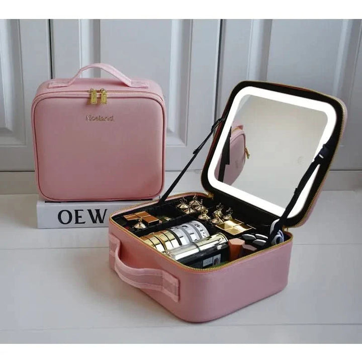 BowLift | Make-up bag with LED mirror - Portable make-up bag with light & storage space for perfect styling on the go