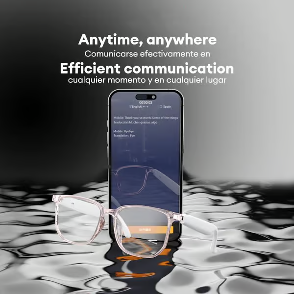 BowLift | Smart Translation Glasses | AI Real-Time Voice Translator | Bluetooth 5.4 with Open-Ear Speakers
