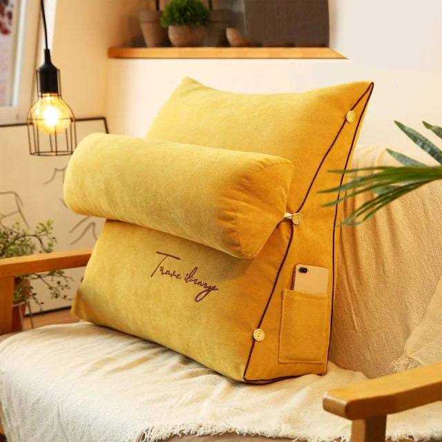 BowLift | Ergonomic Backrest Reading Pillow | Adjustable Neck Support, Removable Cover & Side Pockets for Comfort in Bed or Sofa