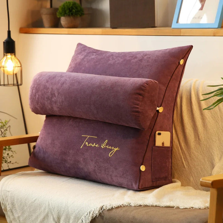 BowLift | Ergonomic Backrest Reading Pillow | Adjustable Neck Support, Removable Cover & Side Pockets for Comfort in Bed or Sofa