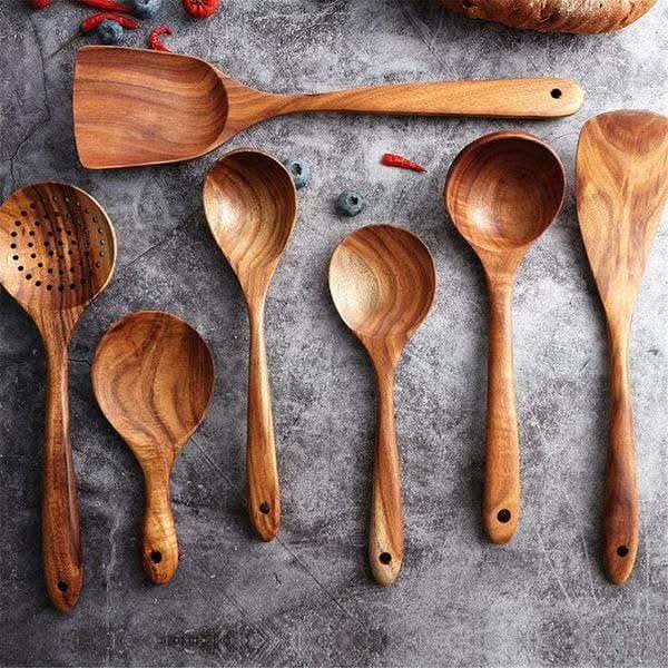 BowLift | TeakWare - 7-piece sustainable kitchen utensil set