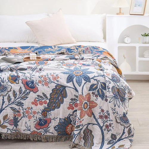 BowLift | Cotton Throw Blanket Floral Reversible Design