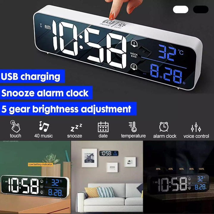 Smart Digital LED Music Alarm Temperature Clock | Bowlift