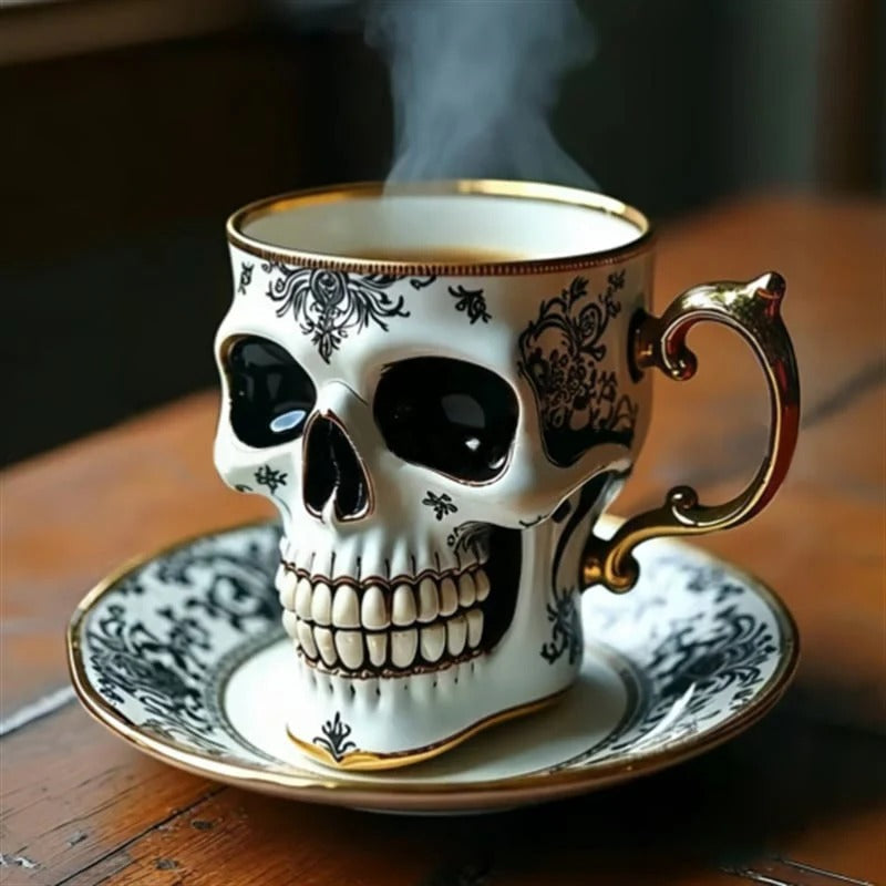 BowLift | Gothic Skull Decorative Mug Noctura – Artistic Hand-Painted Skull Decoration