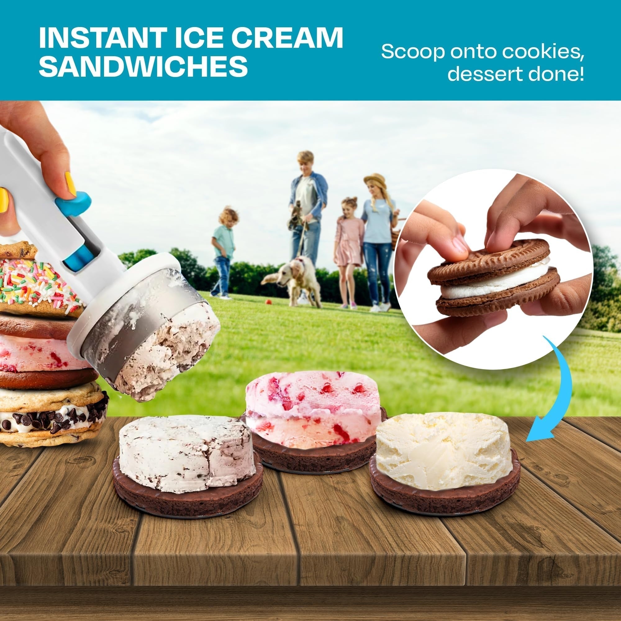BowLift | Ice Cream Sandwich Scoop | ½-Cup Serving Size | One-Handed Non-Stick Design | Dishwasher Safe