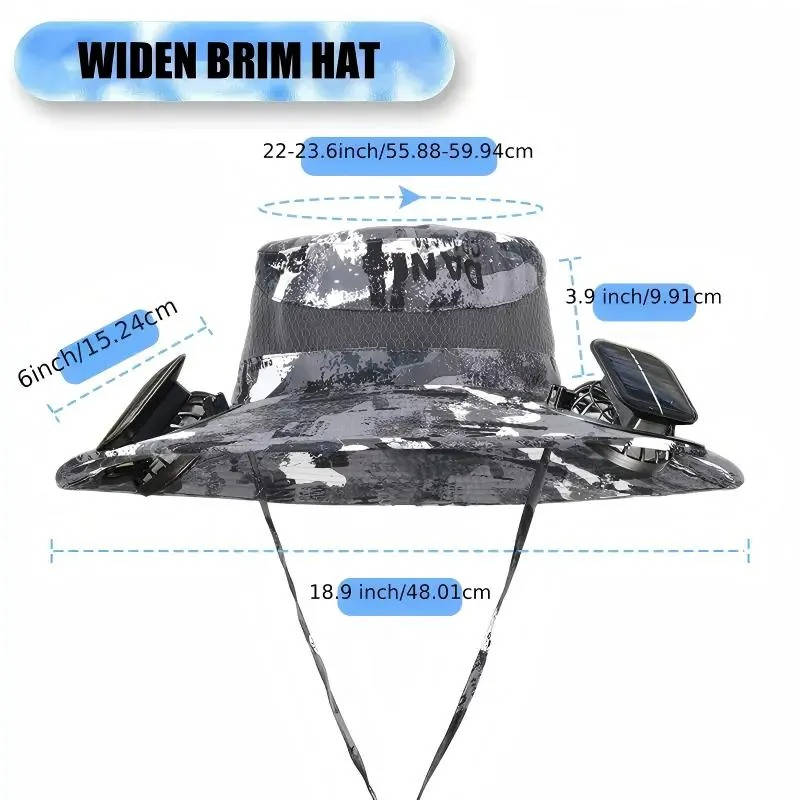 Outdoor Wide Brim Sun Hat with 2 Solar Fans, UV Protection for Men & Women, Cooling Hat for Camping & Hiking | Bowlift