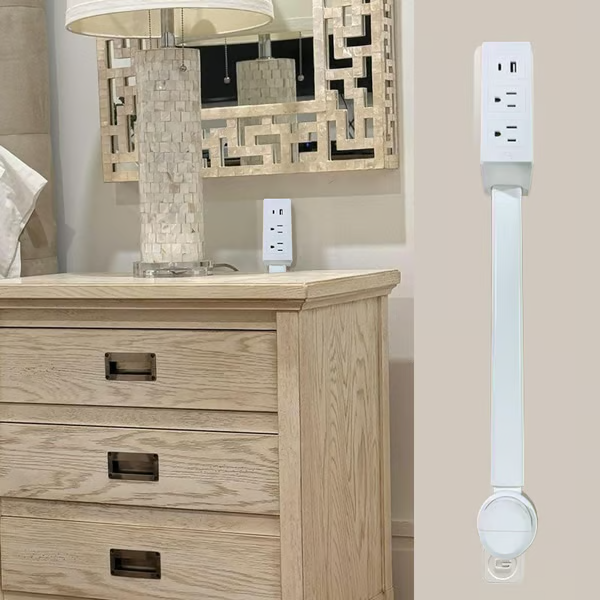 BowLift | Power Outlet Extender | USB-A & USB-C Charging Hub | Dual AC Outlets | 70cm Flexible Arm