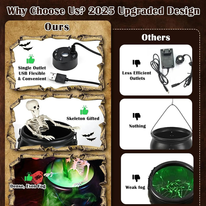 BowLift | Cauldron decoration – with floating magic bottle & fog effect